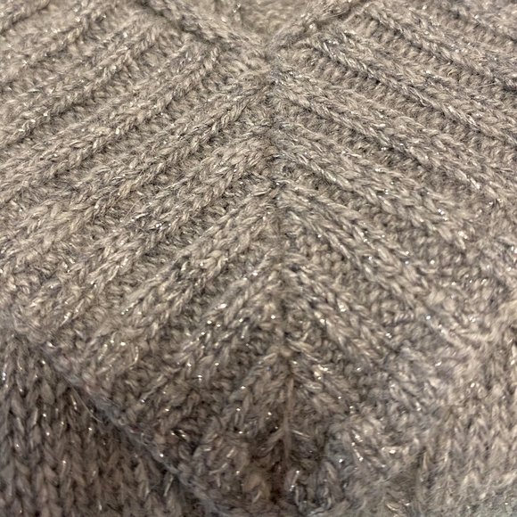LOFT Grey Sparkly Cableknit V-neck Sweater - Picture 6 of 8